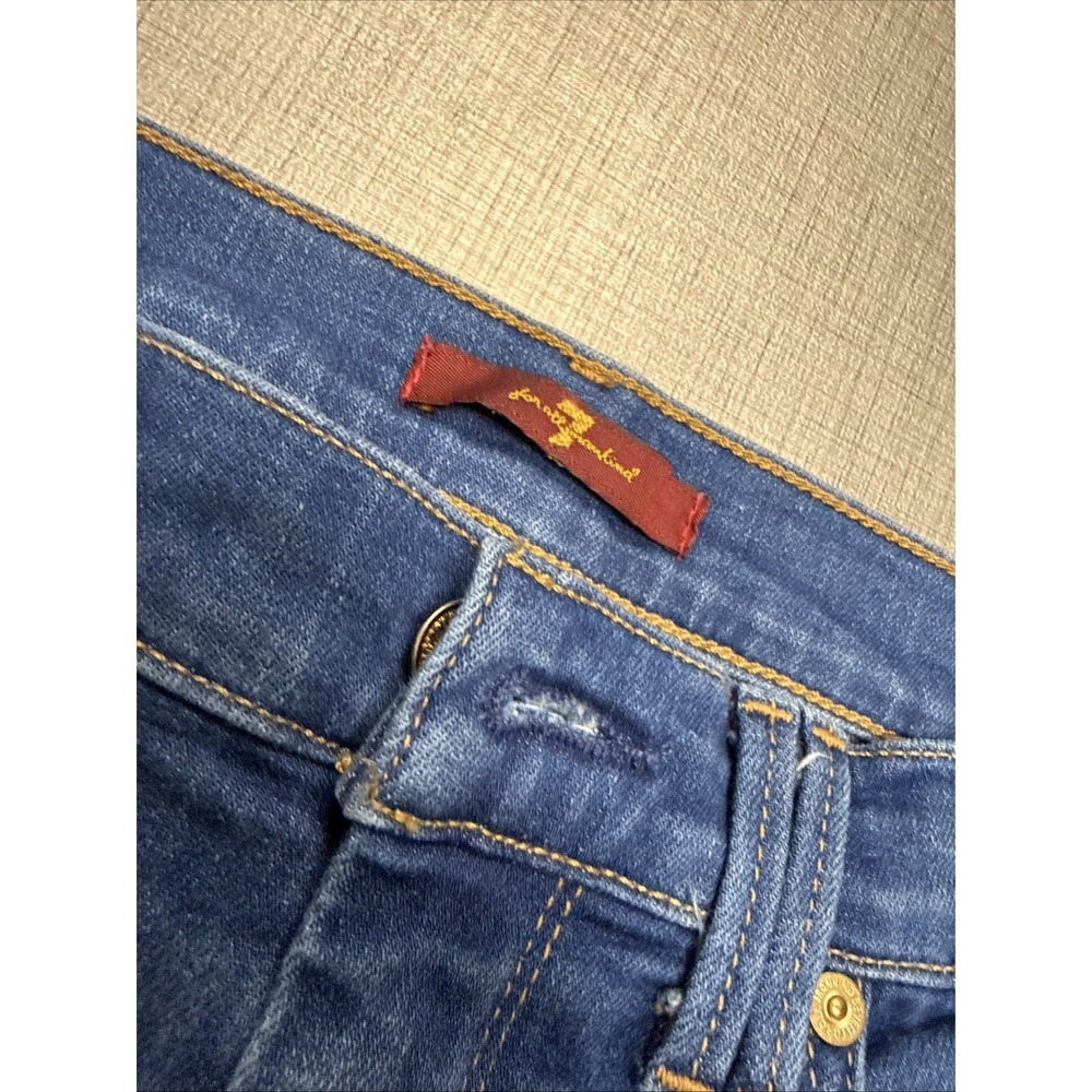 Seven For All Women's Blue High Rise Bootcut Flare Denim Jeans Pants Sz 28 - Picture 2 of 9